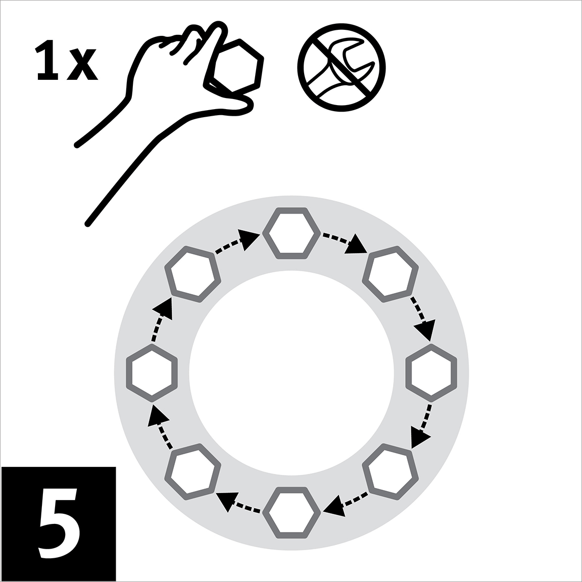 Aperte os parafusos com a mão, movendo-os em uma direção circular.