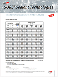 Dimensões da vedação ASME B16.21