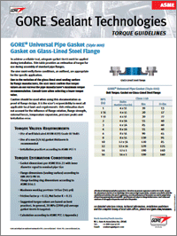 Tabela de torque Gore para flanges ASME GLS