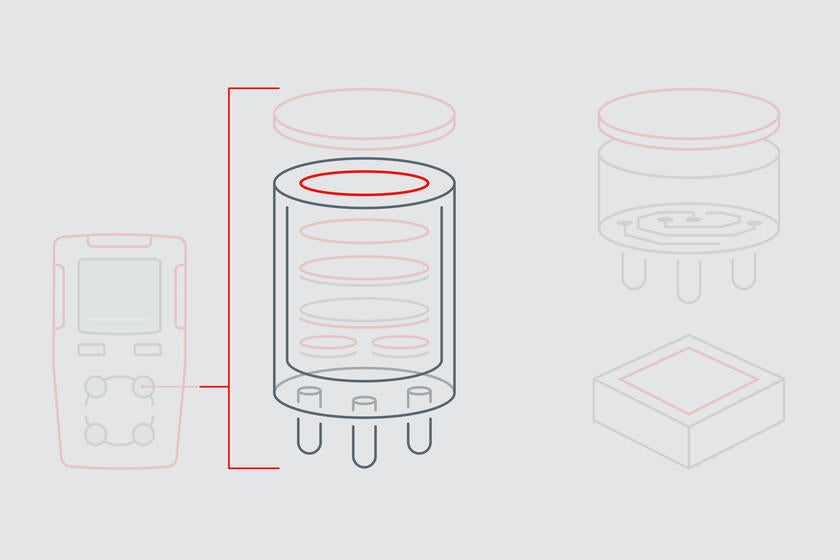 Infographic highlights the membrane responsible for diffusion control in an EC gas sensor.