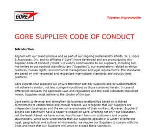 The first page of the supplier code of conduct document.